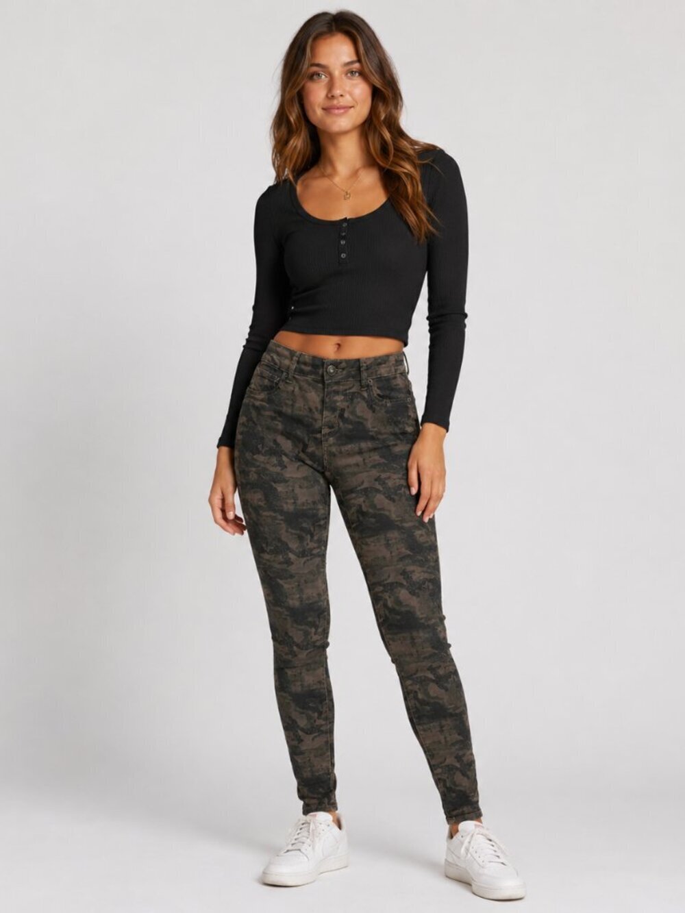 Maurices Womens Medium Green Black Camouflage Camo Jeggings Leggings 28 x 30.5